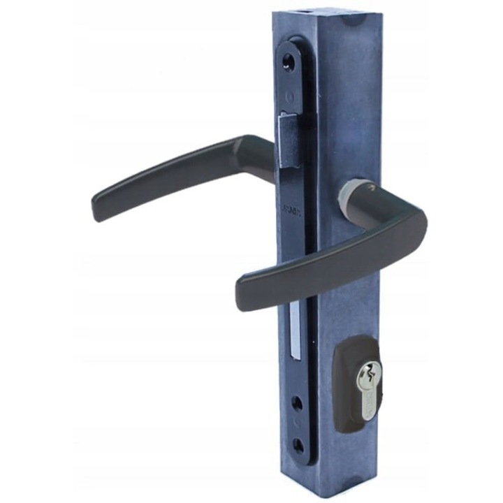 Set maner poarta Steelfence 40x40mm antracit cu incuietoare si cilindru 3 chei