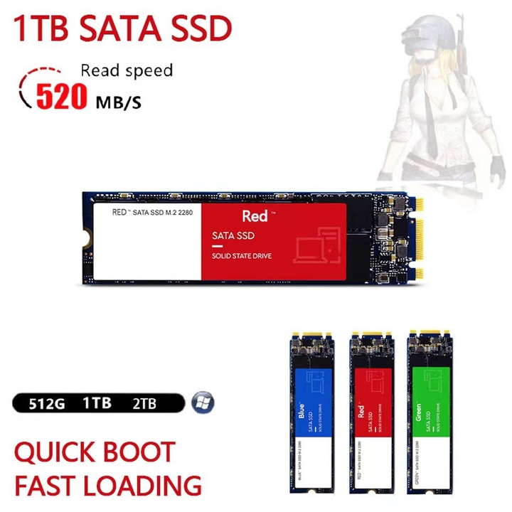 SSD 512GB M.2 голяма скорост, червен
