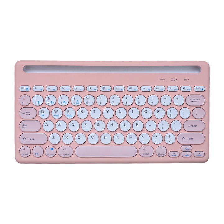 Tastatura Bluetooth, roz, pentru tableta, telefon, notebook