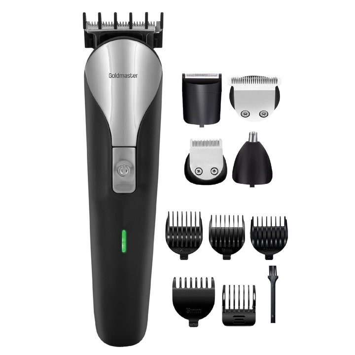 Aparat de tuns Goldmaster GM-7141, Lame otel, Incarcare rapida, Lithium-Ion 600 mAh Negru/Inox