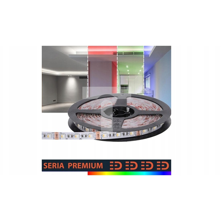 Banda LED 4 in 1 RGB + Alb Rece, 12V, 60 LED/m, Rola 5m