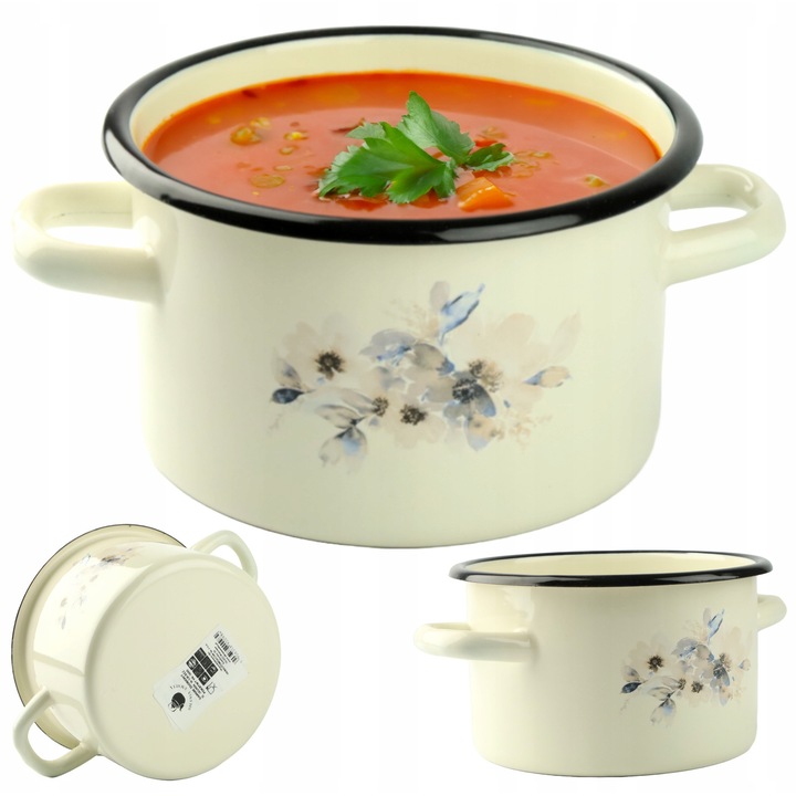 Oala Emailata Traditionala 5.5L, 22cm, Model Jasmin, Aragaz/Inductie