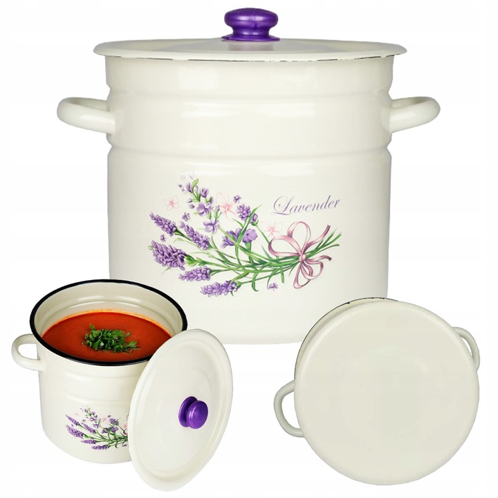 Емайлирана Тенджера 12L, 26см, Лавандула, Газ & Индукция