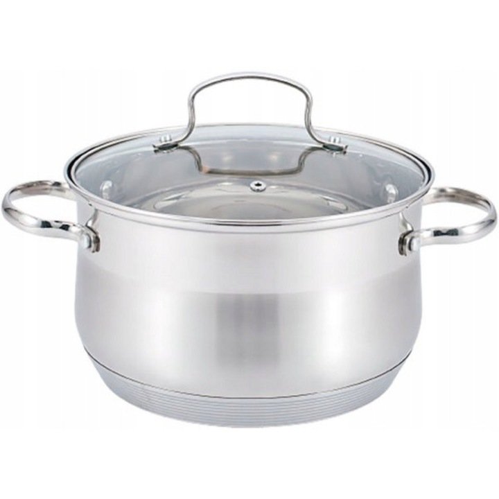 Oala Inox Maestro 22cm, 5.1L, cu Capac Sticla, Inductie