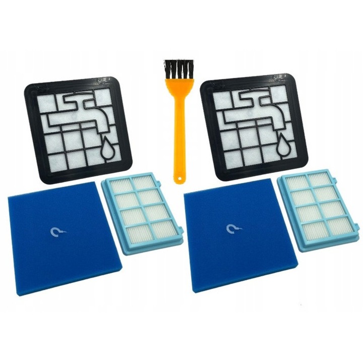 Set 2 filtre pentru aspiratoare PHILIPS PowerPro, 3 piese, HEPA, multicolor