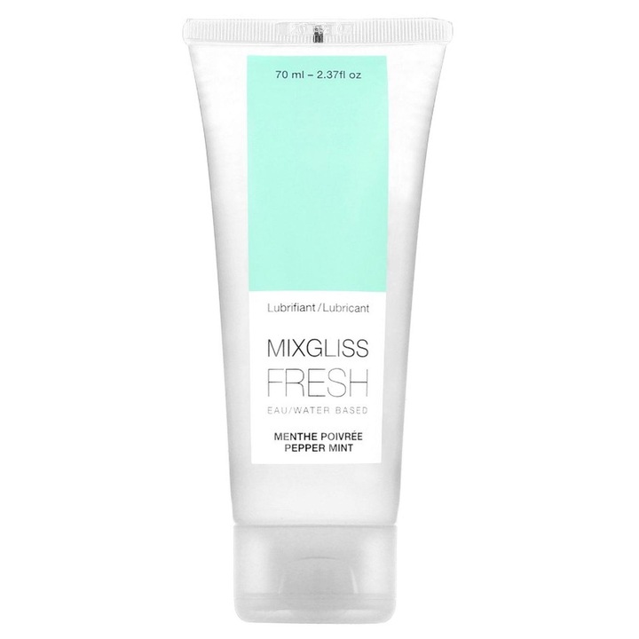 Vízbázisú síkosító, Mixgliss Fresh, borsmenta, 70 ml, átlátszó, könnyed textúra
