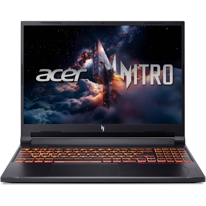 Лаптоп Acer Nitro V16 ANV16-72-99XL с Intel Core 9 270H (2.0 - 5.8 GHz, 22 M, 16 GB, 1TB M.2 NVMe SSD, NVIDIA RTX 5070 8GB GDDR7 DLSS 4, Без OS, Черен
