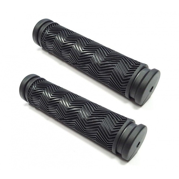 Set 2 mansoane bicicleta, negre, model zig-zag