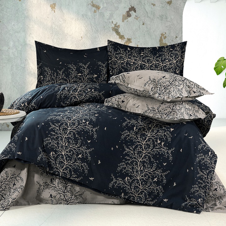 NufJoy® RANFORCE King Size Ágynemű, 4 részes, Lepedő 240x260 cm, Paplanhuzat 200x230 cm, 2 párnahuzat 50x70, díszdobozban. Elegant Tree
