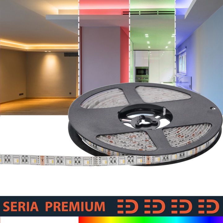 Лента LED RGB 12V, 5м, 60 LED/м, IP63, 3 години гаранция