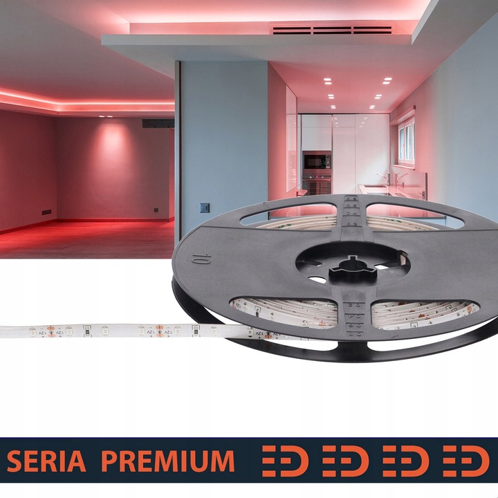 Червена LED лента 12V 60 LED/м 5м IP63 3 години гаранция