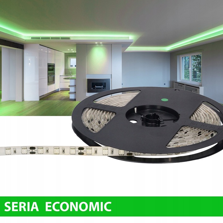 Banda LED Verde 12V 60 LED/m 5m - Iluminat Decorativ Economic
