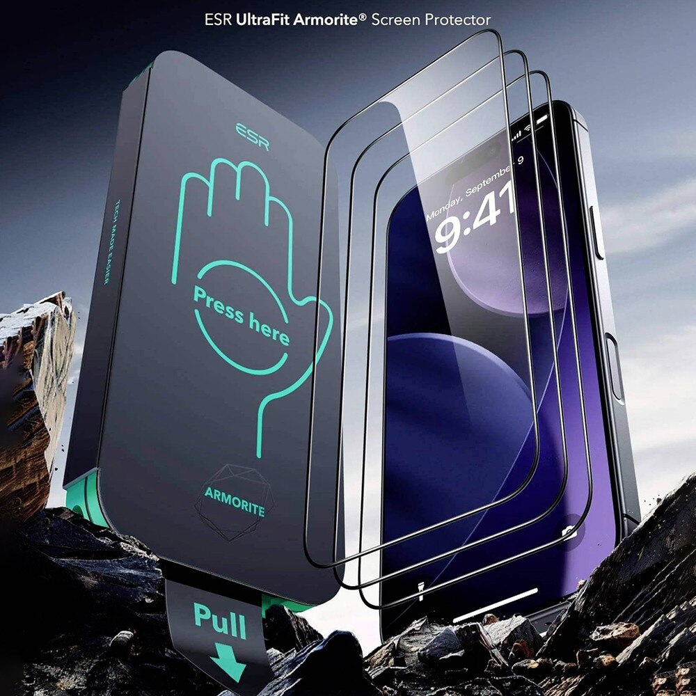 Folie pentru iPhone 16 Pro / iPhone 17 (set 2) - ESR Armorite Screen Protector UltraFit - Black