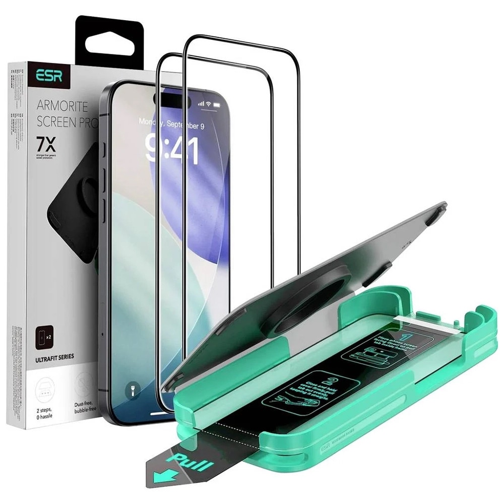 Folie pentru iPhone 16 Pro / iPhone 17 (set 2) - ESR Armorite Screen Protector UltraFit - Black