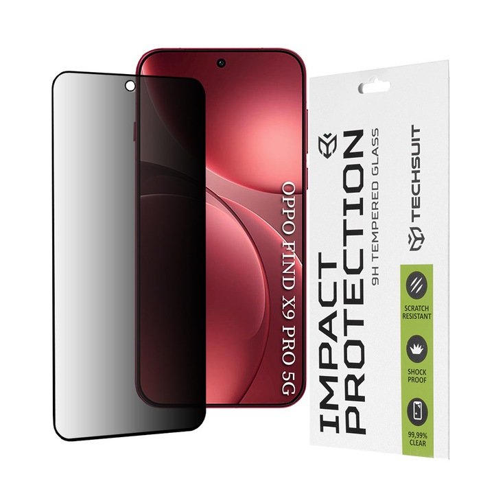 Фолио за Oppo Find X9 Pro - Techsuit 111D Privacy FullA Glue - Black