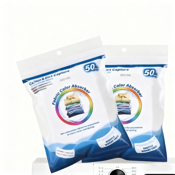 100 bucati Placute Absorbante de Culoare, Antiprabusire, Spalare Mixta, pentru Masina de Spalat Casnica BEEVME