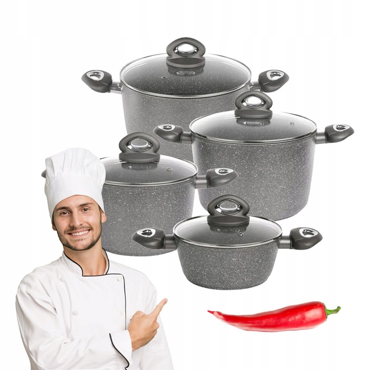 Set 8 oale Valdinox Rock, strat neaderent, compatibile inductie