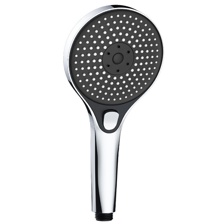 Dus cu presiune, cap de dus cu 3 trepte, iesire apa din silicon, furtun 1.5m, suport