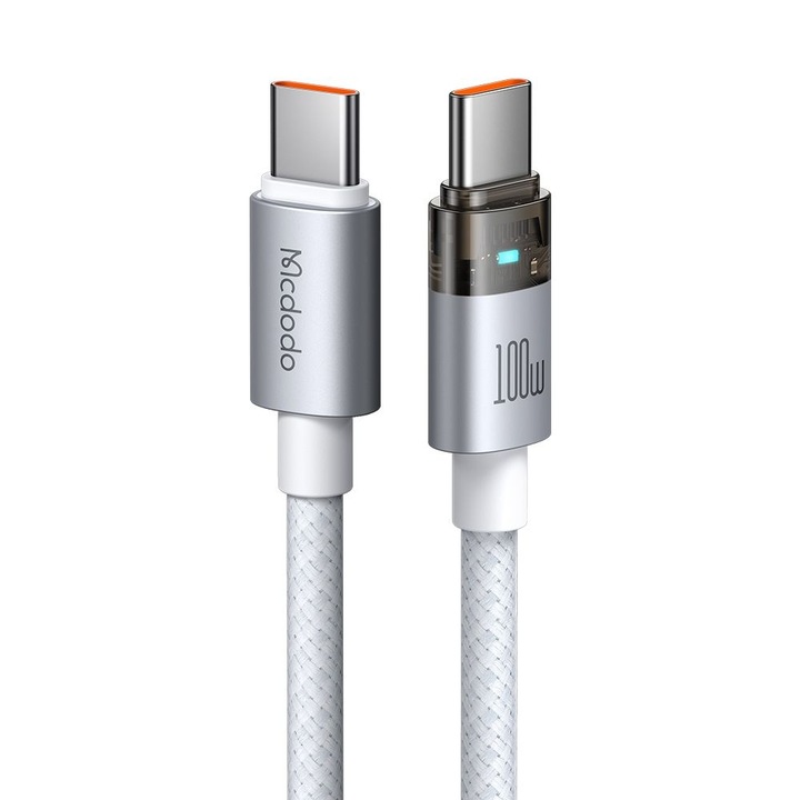 USB-C - USB-C adat- és töltőkábel, 1.2 m, Mcdodo, fehér színű, CA-5582