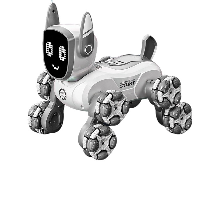 Робот играчка с дистанционно управление, 8WD, 10 автоматични движения, 4 комплекта въртящи се рамена, сив