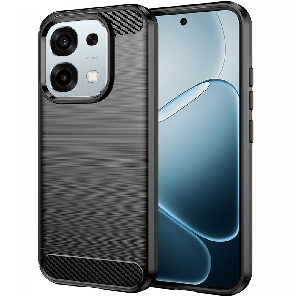 Husa pentru Oppo A6 Pro 4G / A6 Pro 5G, SKYDDAR INNOVATION, Carbon Silicone, din Silicon Slim, cu textura Fibra Carbon, set cu sticker, Negru
