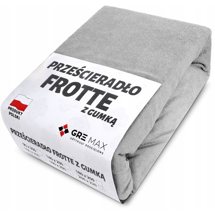 FROTTE lepedő gumival Gre-Max 90x200cm, 180g/m2, puha, mosásálló