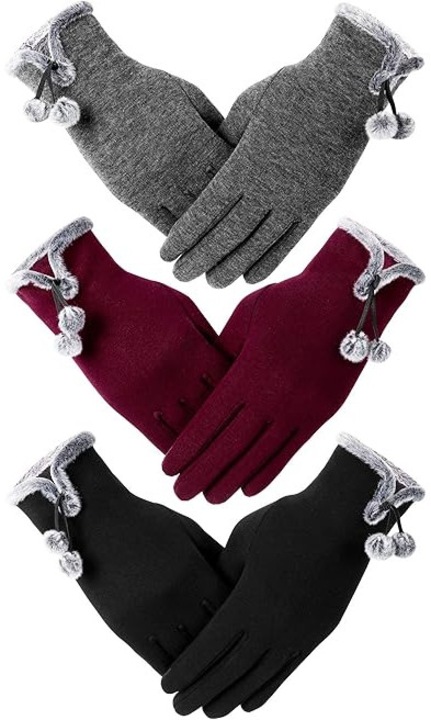 3/6 чифта дамски зимни ръкавици със сензорен екран за писане на съобщения за дами