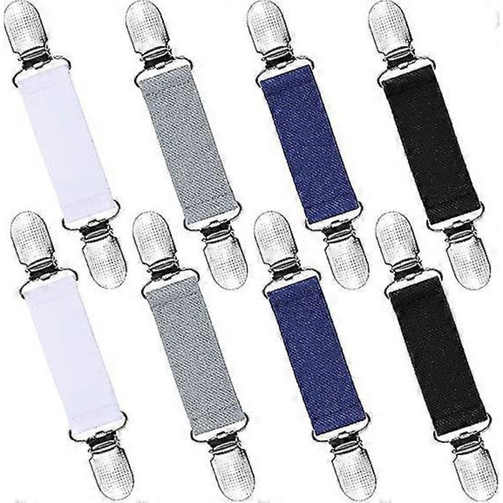 Set 8 cleme pentru saluri, 13cm, inox, negru, alb, gri deschis, albastru cobalt