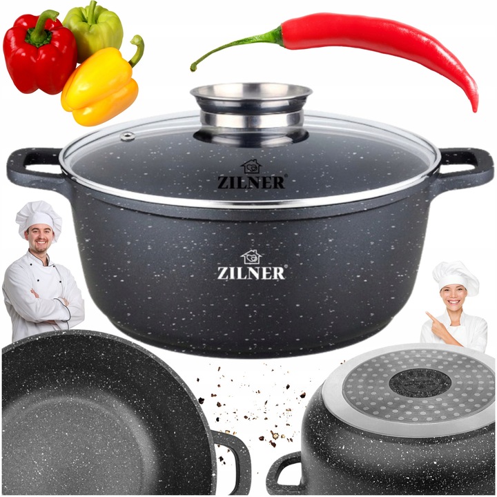 Garnet Marmorat Non-Stick 20cm, 2.3L, cu Aroma Knob, Inductie