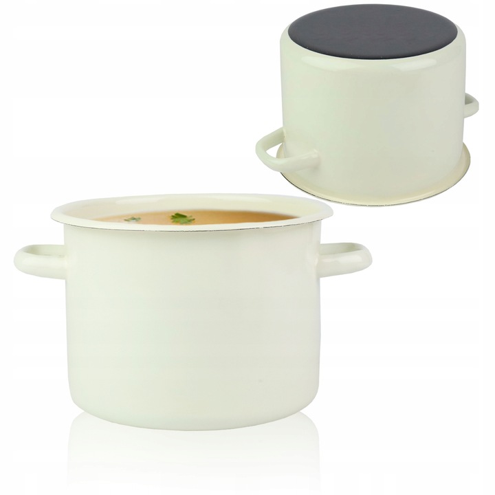 Oala Enamelata Traditionala 4.5L Bej, Inalta, Pentru Gas si Inductie