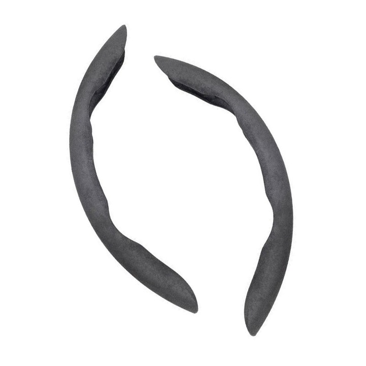 Husa volan, 37-39cm, set 2 piese, material piele suede, gri