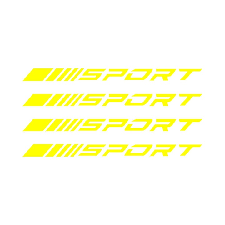 Autó felni matrica, sárga, 4 db-os készlet, 10x7cm