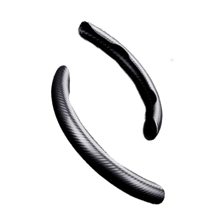 Husa volan, carbon fiber, 37x39cm, set de doua, neagra