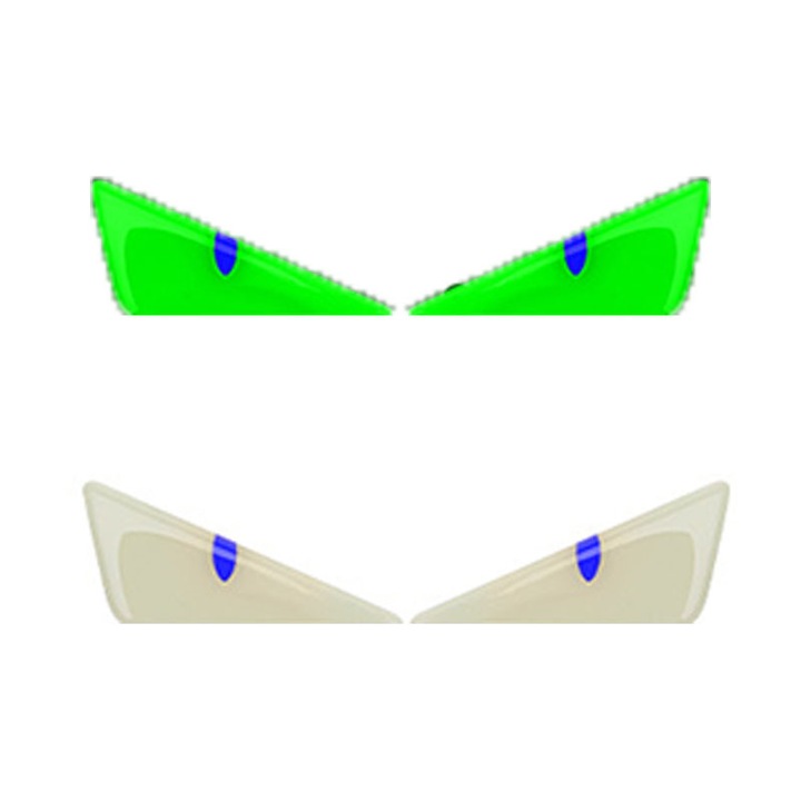 Sticker auto, Ochiul Demonului, rasina epoxidica 3D, Set de doi, Triunghi, albastru, Abtibild luminos