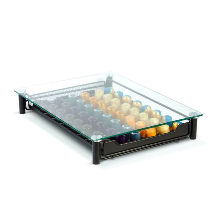 Suport metalic pentru 60 capsule Nespresso, Bewello, negru mat, 410x260x60 mm