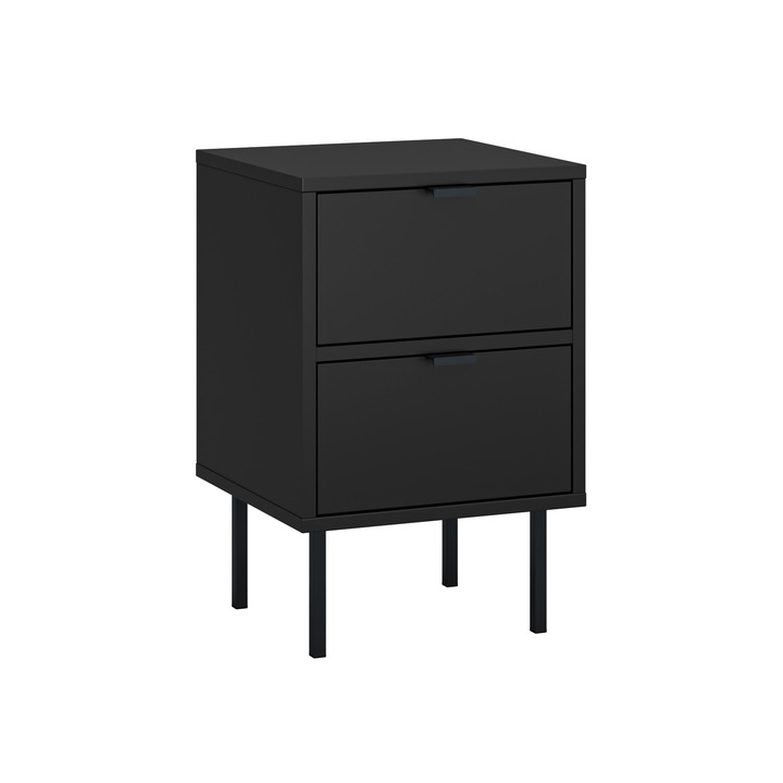 Noptiere Target Home, 2 sertare, negru mat, 35x34x54cm