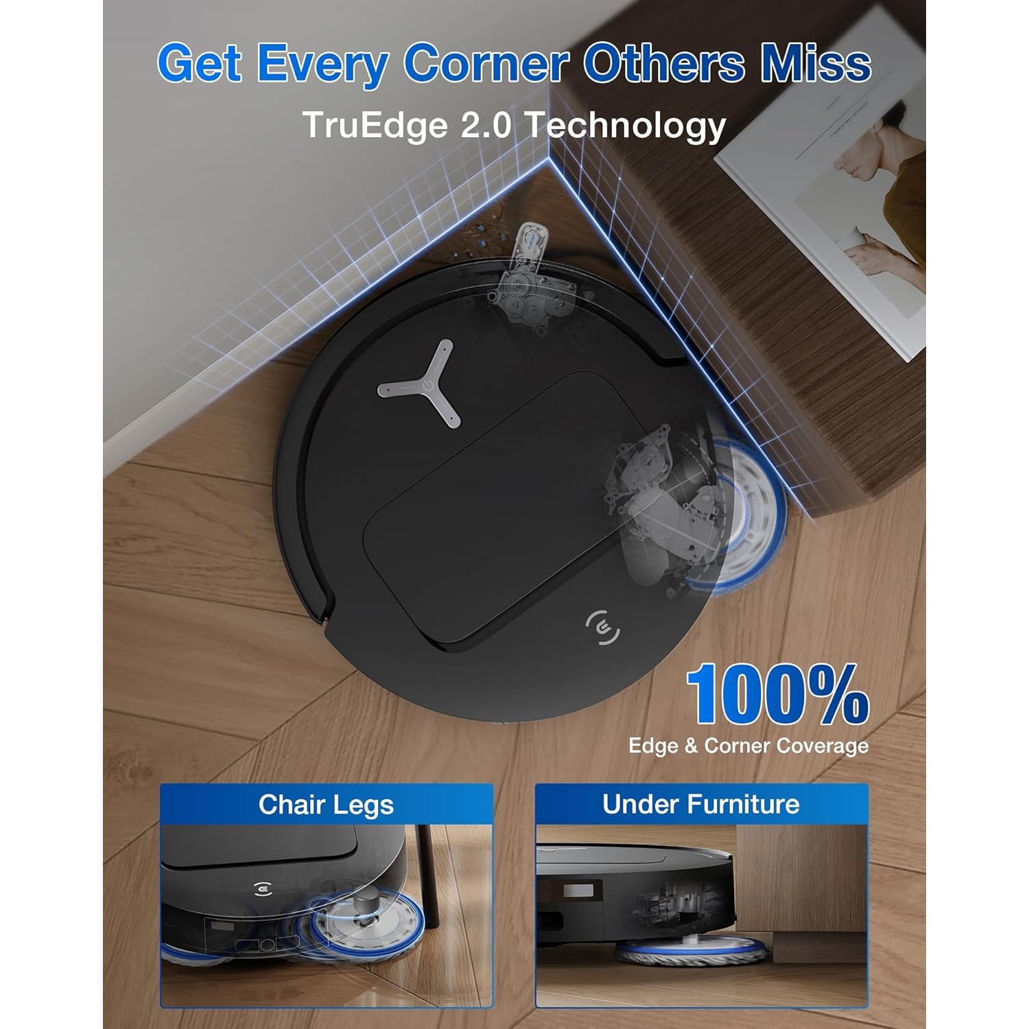 Aspirator robot Ecovacs DEEBOT T50 OMNI Gen 2, 15000Pa, negru, Ultra-subtire 81mm