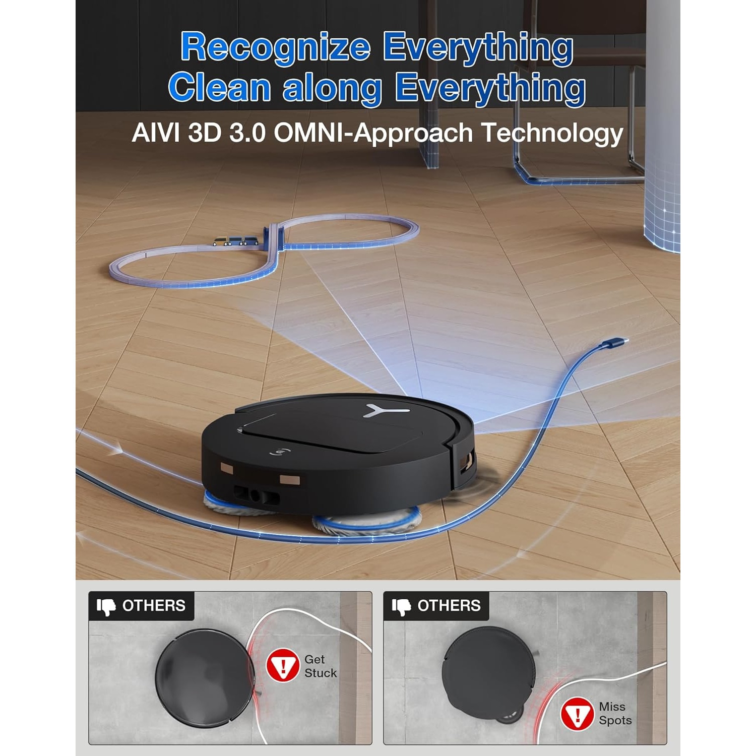 Aspirator robot Ecovacs DEEBOT T50 OMNI Gen 2, 15000Pa, negru, Ultra-subtire 81mm