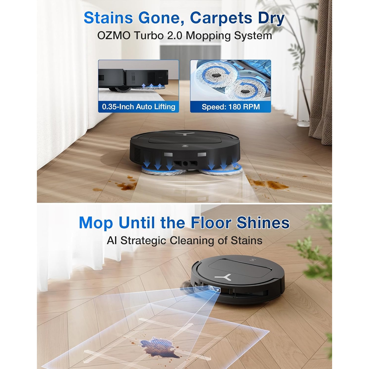 Aspirator robot Ecovacs DEEBOT T50 OMNI Gen 2, 15000Pa, negru, Ultra-subtire 81mm
