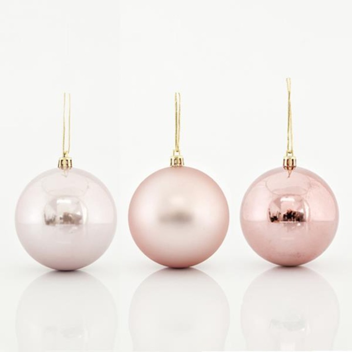 Set 6 Globuri de Craciun EUROLAMP, Roz, Mat si Lucios, 8cm