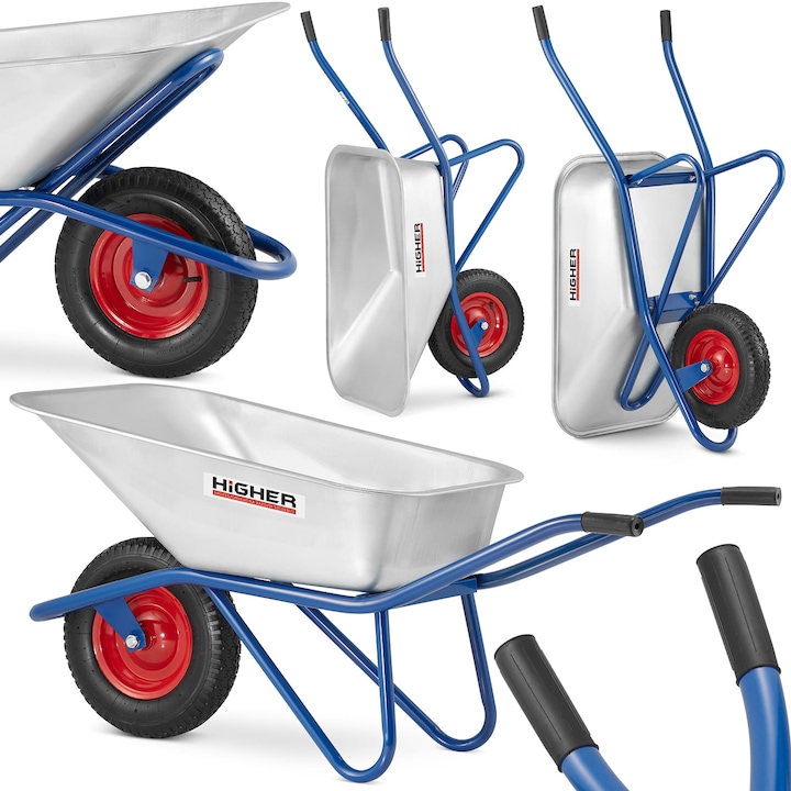 Roaba de gradina HIGHER 130L, capacitate 210kg, cu protectie pentru roti