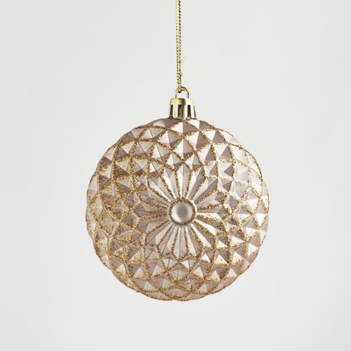 Set 4 globuri decorative din plastic, auriu, 8 cm