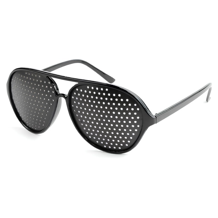 Ochelari stenopici RESTEQ, dimensiune universala, fara lentile, plastic, negru