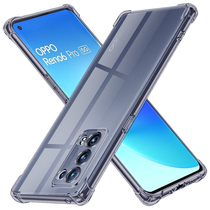 Husa antisoc pentru Oppo Reno6 Pro 5G (Snapdragon), Accesorio Shockproof Silicone, Fumuriu