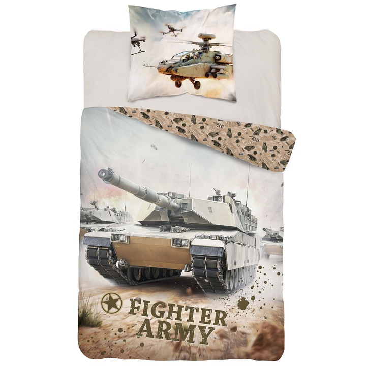 Detexpol ágynemű, 160x200cm, 100% pamut, 2 részes szett, katonai mintás, párnahuzat 70x80cm