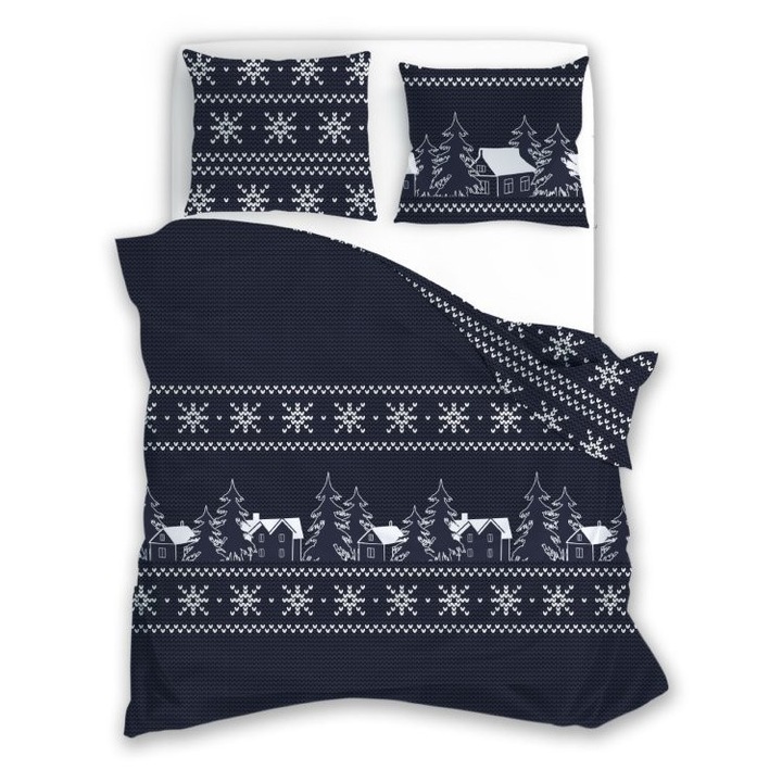 Ágyneműhuzat garnitúra, FARO, 160x200cm, 2x 70x80cm, pamut, ünnepi mintás