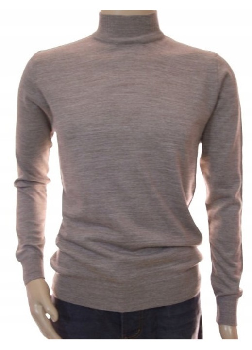 Мъжки пуловер, Selantino, висока яка, вълна/акрил, бежов