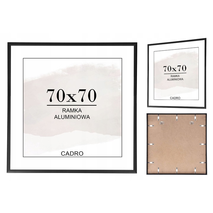 Рамка за снимки алуминиева черна 70x70 см квадратна, модерен дизайн