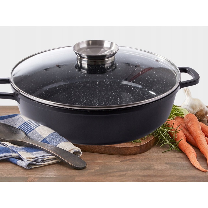 Тенджера с дозатор за аромати, 5.7L, Незалепващо Покритие, Индукция, Черен