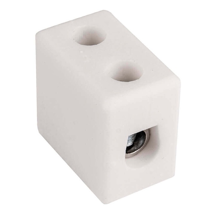 Conector ceramic 1 P max 6 mm², regleta de conexiuni de temperatura inalta 57A 450V SIMET rigleta electrica ceramica portelan SI-CPO-15A-1P